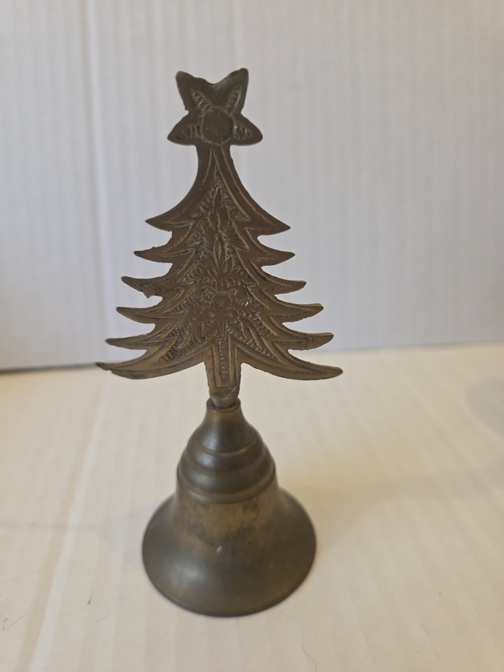 Vintage Brass Christmas Tree Hand Bell - Vintage Style Holiday Decor